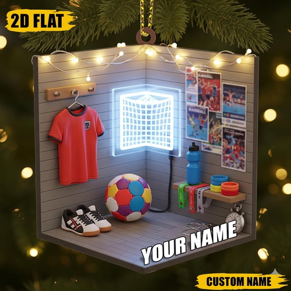 Custom Handball Player Ornament , 2D Flat Acrylic Scene, Personalized Name Holiday Gift for Sports Fans, Teen Athlete Tree Keepsake