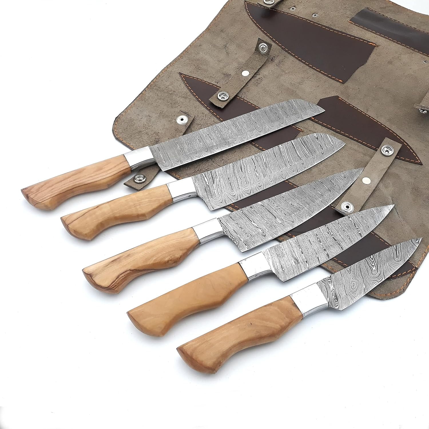 Custom Handmade Damascus Chef Knives Set/Kitchen Knives 5 Pieces Set SS-17478 (Olive Wood)