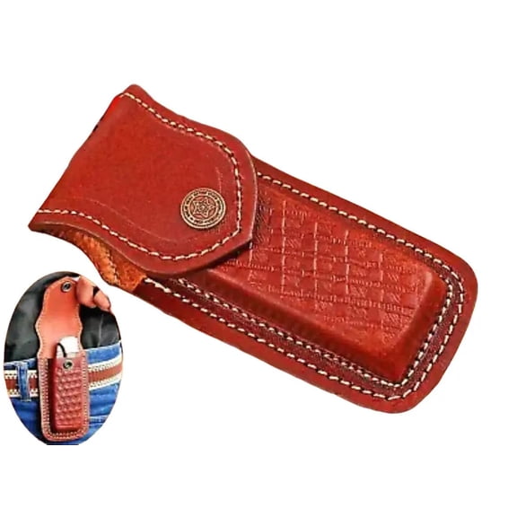 Custom Handmade Leather Sheath For Buck 110 Folding Blade Pocket Knife