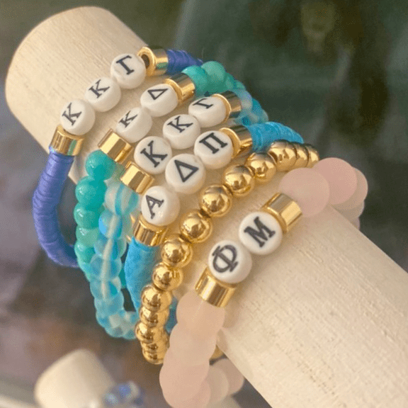Custom Handmade Sorority Bracelet u0391u039au0391 sorority color bead with greek letters