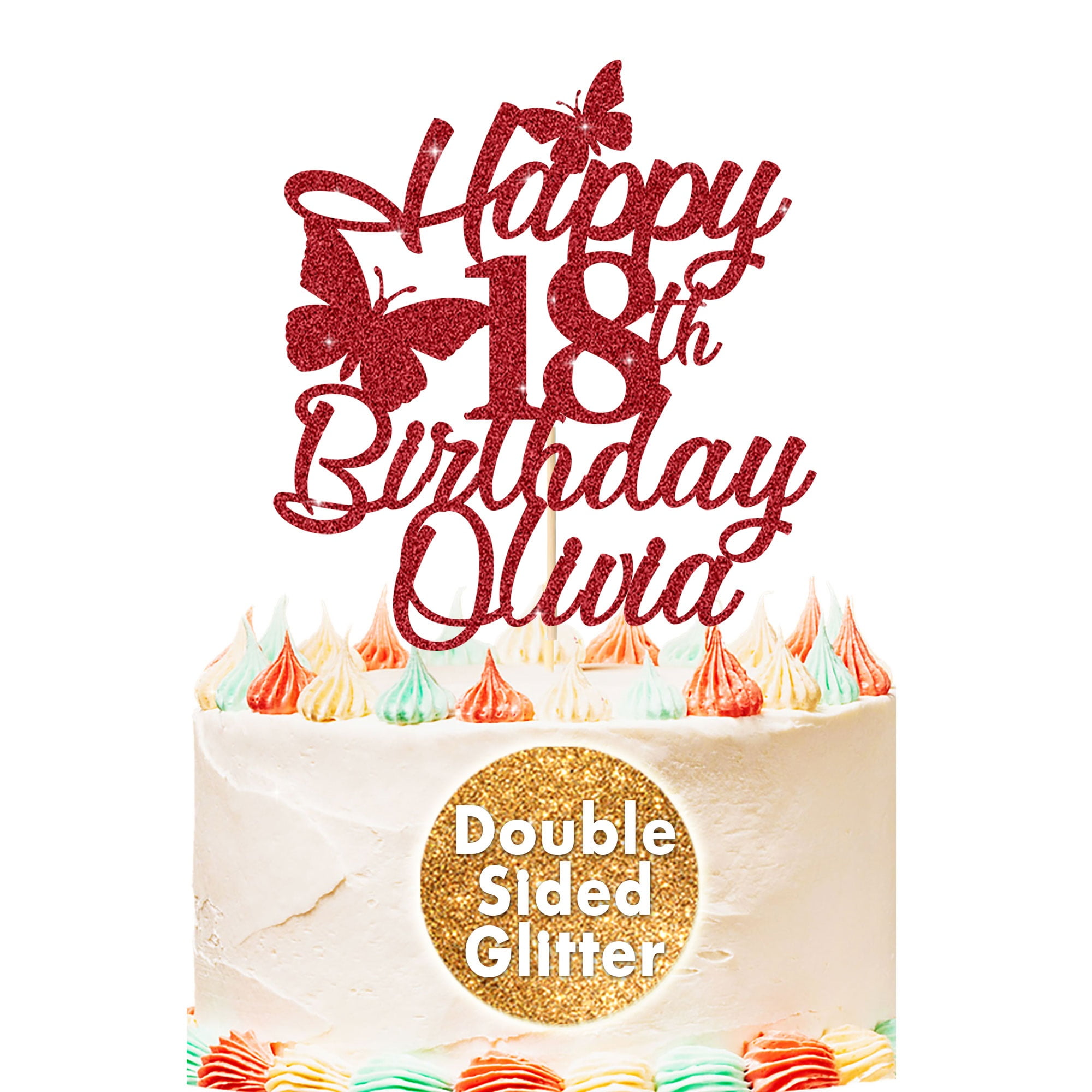Personalisierter Happy Birthday Tortenaufleger 950GSM Glitzer