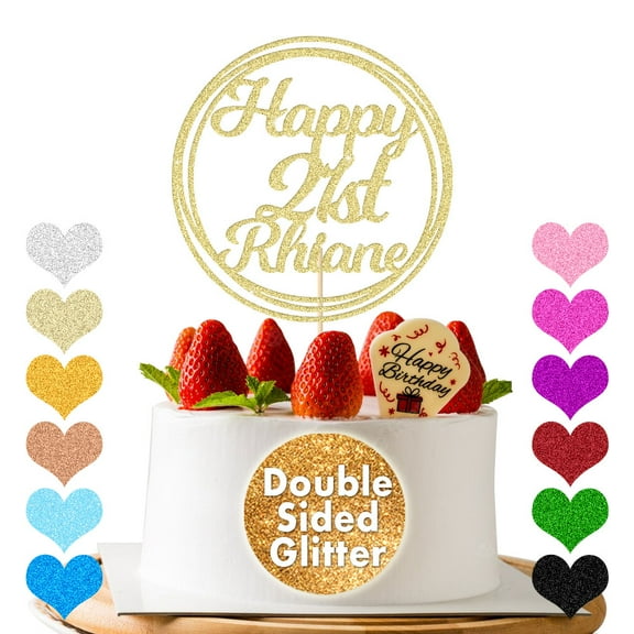 Custom Happy 21st Birthday Cake Topper, Personalized Multi-circle Cake Topper, Cake Decoration Birthday Party Supplies