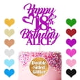 thumbnail image 1 of Custom Happy Birthday Cake Topper, Double Sided Glitter Party Cake Decoration, Personalized Cake Topper with Any Name & Age for Her Him, 1 of 1
