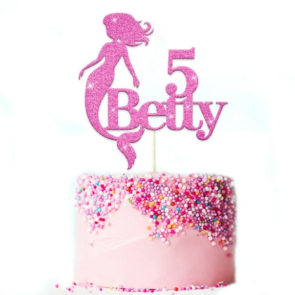 Custom Happy Birthday Cake Topper,  Mermaid Cake Topper, Personalized Any Name Any Age, Girls Party Cake Decoration