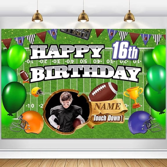 Custom Happy Birthday Decorations Backdrop, Personalized Glitter Sign, Banner, Party Supplies Photo Background for Men, Women 5*3FT