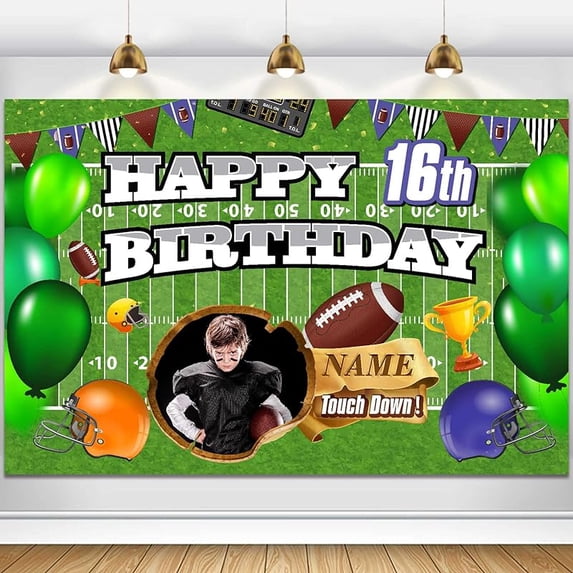 Custom Happy Birthday Decorations Backdrop, Personalized Glitter Sign, Banner, Party Supplies Photo Background for Men, Women 5*3FT