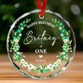 thumbnail image 1 of Custom Happy Birthday is One Glass Ornament Christmas, Wreath Ornament Gifts for Baby Boy Girl Kids, 1St Birthdays Keepsake for Xmas Tree, Personalized Name & Date Baby's First Birthday Ornaments, 1 of 6