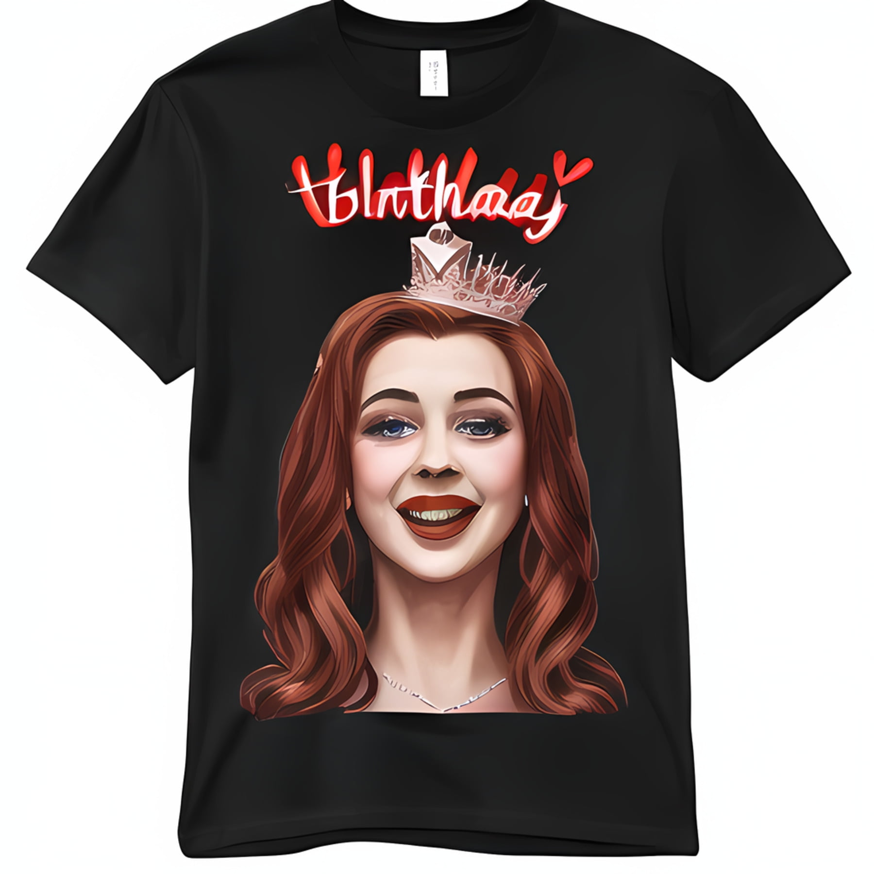 Custom Happy Birthday T-Shirt with Smiling Trans Woman Illustration