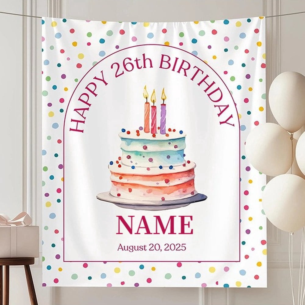 Custom Happy Birthday Tapestry Backdrop, Personalized Banner with Name ...