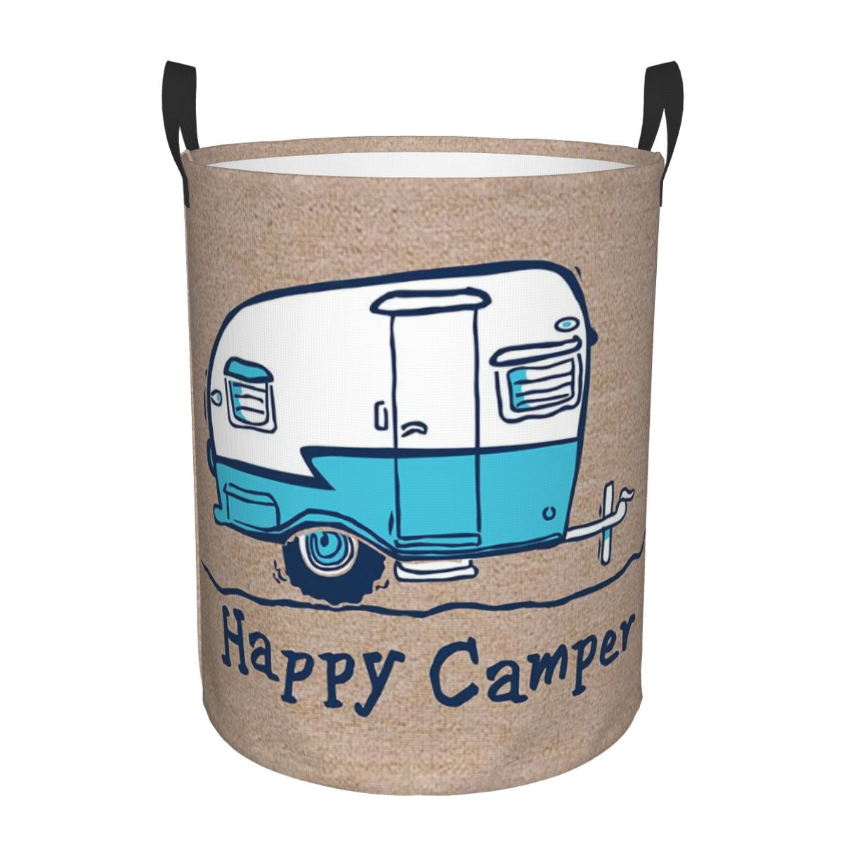 Custom Happy Campers Laundry Basket Collapsible Cartoon RV Adventure ...