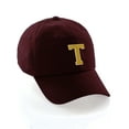 thumbnail image 1 of Custom Hat A to Z Initial Letters Classic Baseball Cap, Burgundy Hat White Gold Letter T, 1 of 4