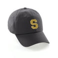 thumbnail image 1 of Custom Hat A to Z Initial Letters Classic Baseball Cap, Charcoal Hat White Gold Letter S, 1 of 4