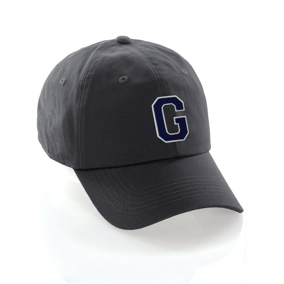 Custom Hat A to Z Initial Letters Classic Baseball Cap, Charcoal Hat White Navy Letter G