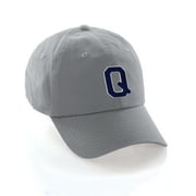 Custom Hat A to Z Initial Letters Classic Baseball Cap, Light Grey White Navy Letter Q