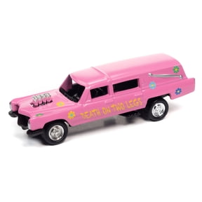 Custom Haulin' Hearse, Flat Strawberry Pink - Johnny Lightning JLSP180/24A - 1/64 scale Diecast Model Toy Car