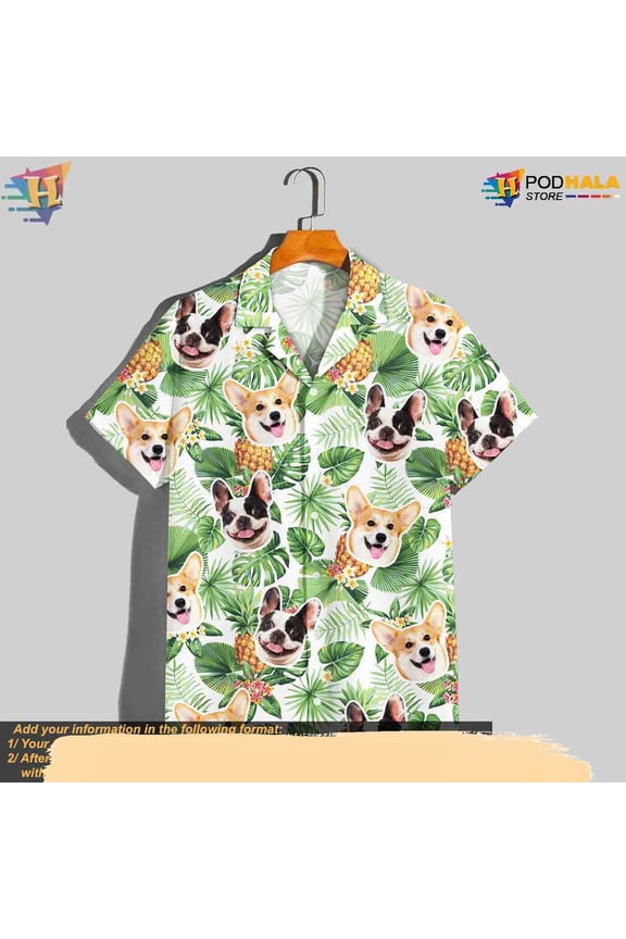 Custom Hawaiian Shirt With Dog Face, Flamingo Pattern Personalized Shirt