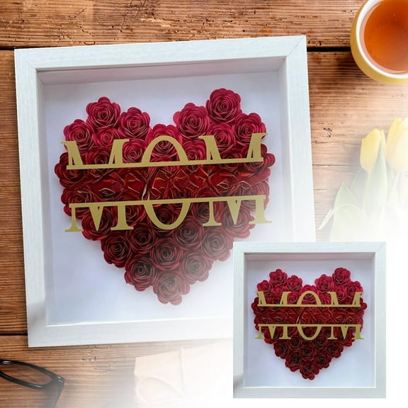 Custom Heart Flower Shadow Frame Memorial Keepsake for from Daughter and Son Birthday Celebration