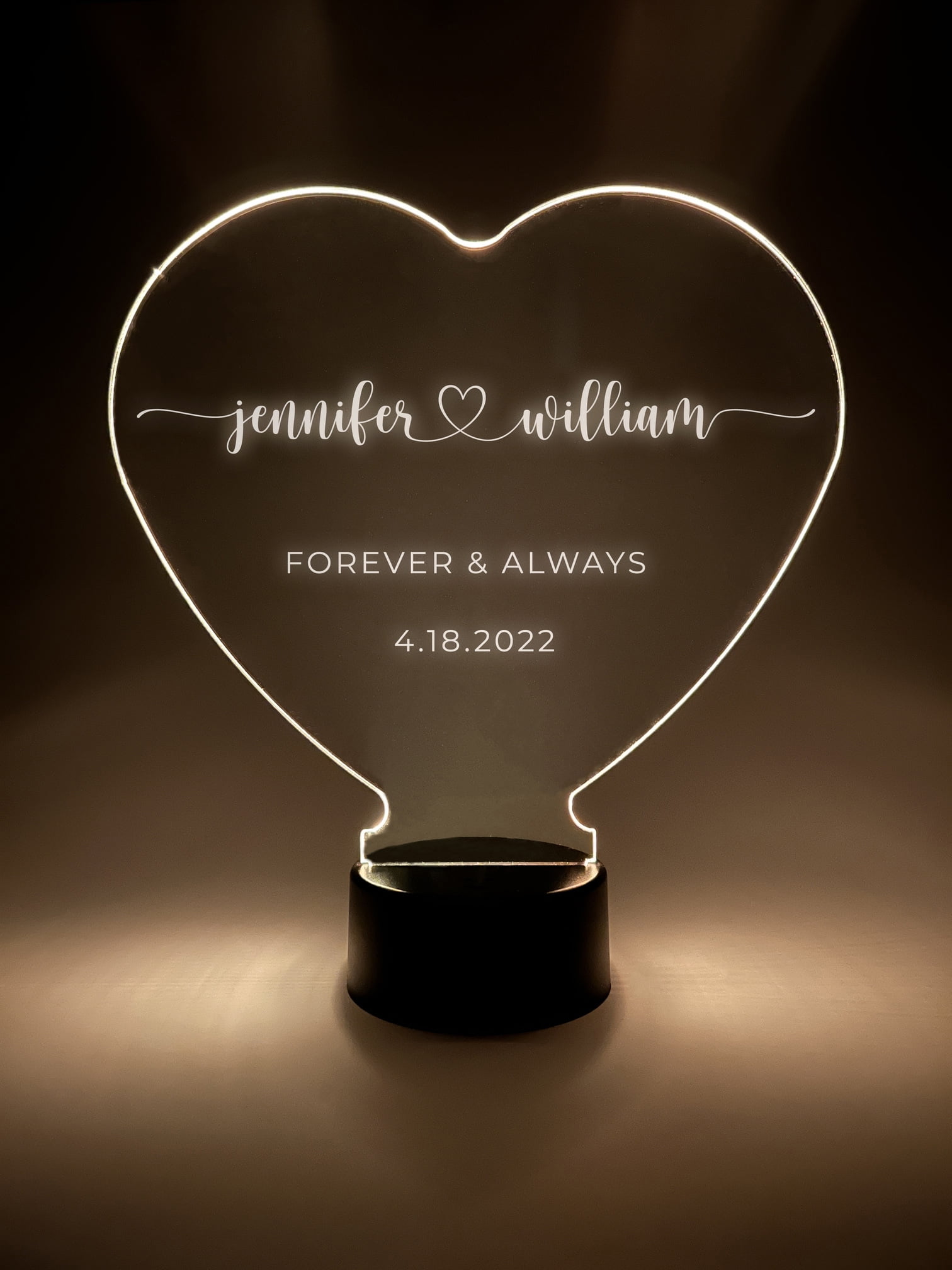 Custom Heart Personalized Free Names LED 16 Color Night Light Up Couple Gift Valentine Best Friends Desk Table Lamp Anniversary Wedding Gift