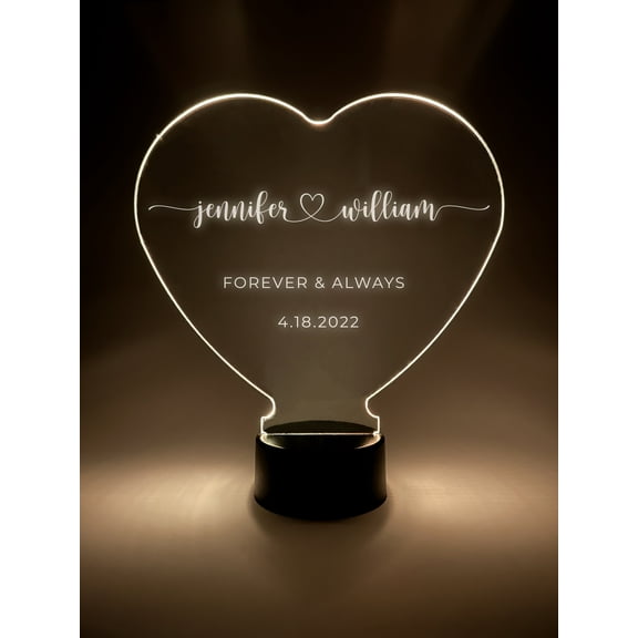 Custom Heart Personalized Free Names LED 16 Color Night Light Up Couple Gift Valentine Best Friends Desk Table Lamp Anniversary Wedding Gift