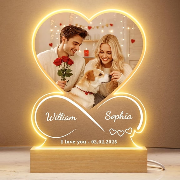 Custom Heart Photo Plaque Gifts with Picture - Custom Picture Frame Plaques with Photos, Personalized Anniversary & Valentines Day Gift for Couple Girlfriend Boyfriend, Picture Plaque Gift