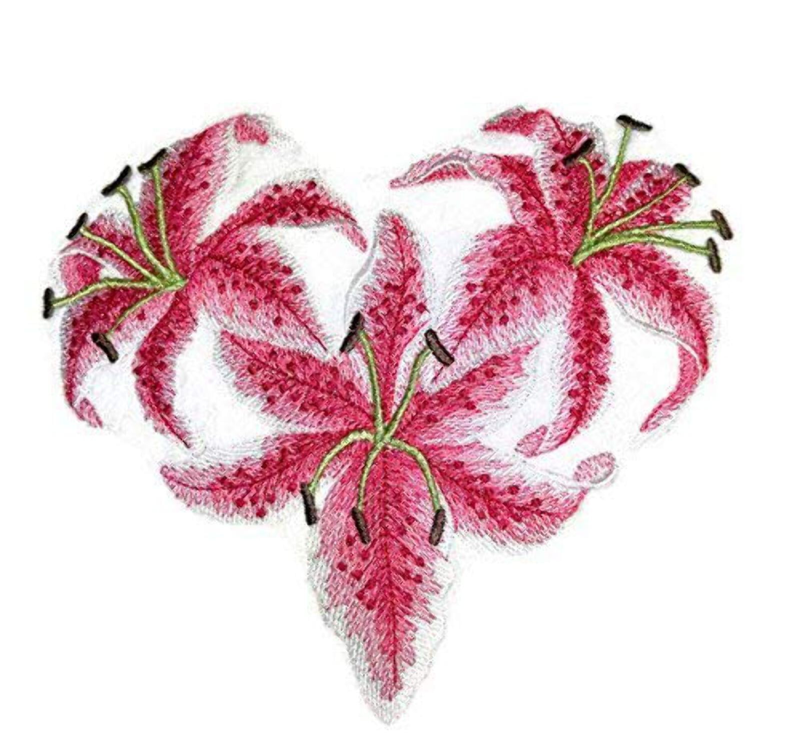 Custom:Heart of Lilies Embroidered Iron on/Sew Patch 6.90" 6.11"]