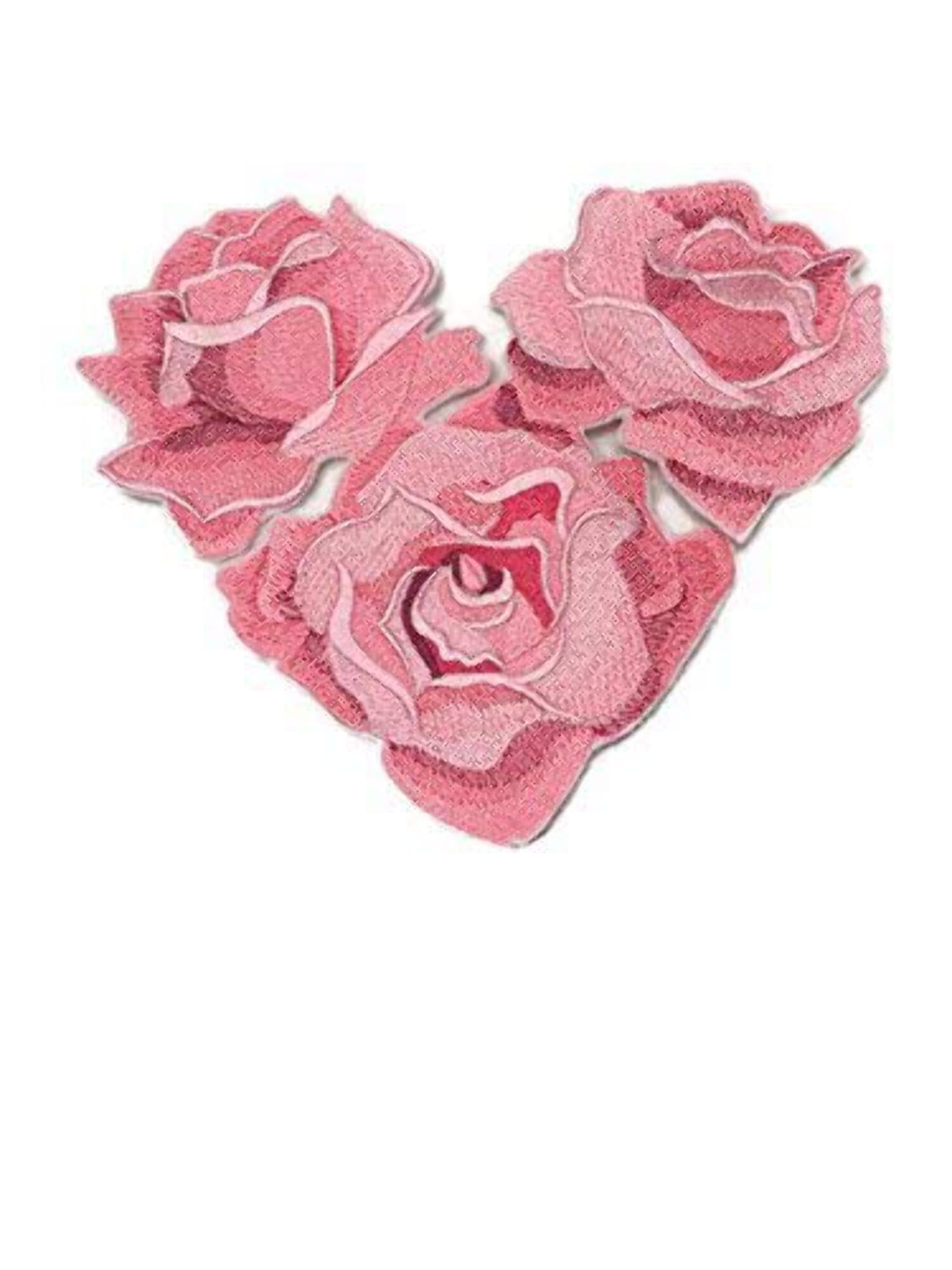 Custom Heart of Roses Embroidered Iron on/Sew Patch 7.81" 6.31"