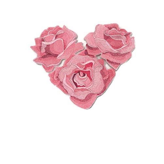 Custom Heart of Roses Embroidered Iron on/Sew Patch 7.81" 6.31"