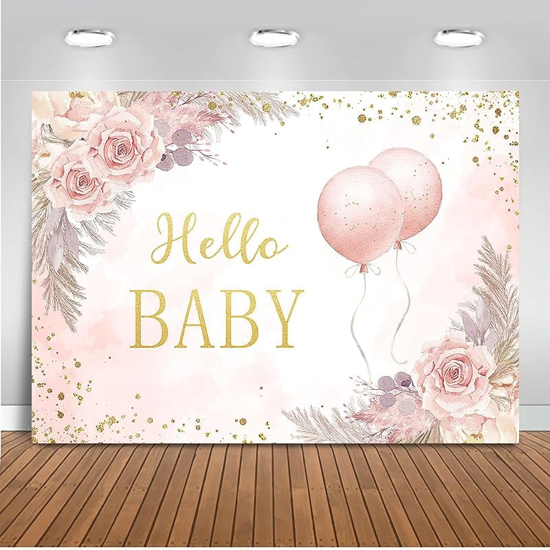 Leowefowa 7x5ft Vinyl Baby Shower Backdrop - 'It's A Boy' Blue & White Floral Rustic Wood Floor Design, Photo Studio Prop - View #4