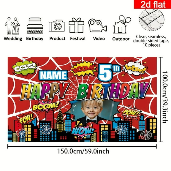 Custom Hero Comic Party Decorations Banner  Sign Backdrop Photo Booth Props Background Party Favors