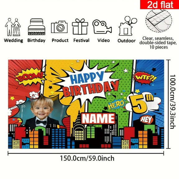 Custom Hero Party Decorations Banner Comic Sign Backdrop Photo Booth Props Background Party Favors