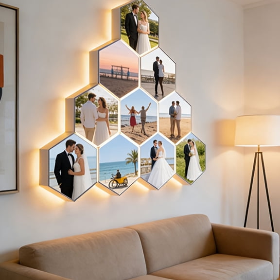 Custom Hexagonal Touch Sensor Wall Lamp, Soft Warm Light for Bedroom Living Room, Modular Decor Light Ideal Home Gift