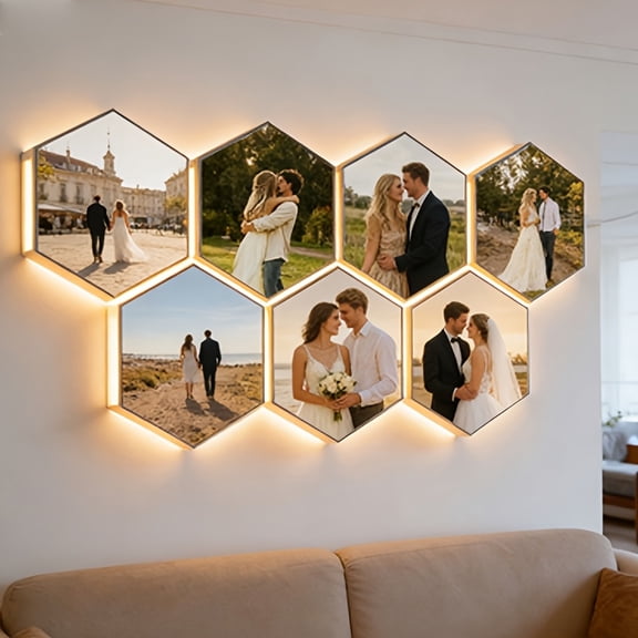 Custom Hexagonal Touch Sensor Wall Lamp, Soft Warm Light for Bedroom Living Room, Modular Decor Light Ideal Home Gift