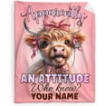 thumbnail image 1 of Custom Highland Cow Blanket with Name, 40 x 30 Inches Soft Fuzzy Blanket for Girls Boys, Highland Cow Lovers, Cozy Pink Warm Flannel Throw Blanket Bed Sofa Room Decor, Camping, Travel, Chair, 1 of 6
