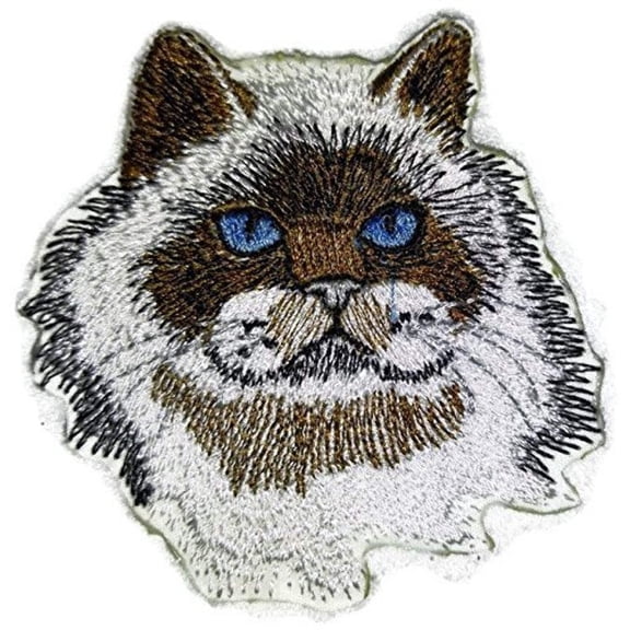 Custom Himalayan Cat Face Embroidered Iron On/Sew patch [3" x 3"]]