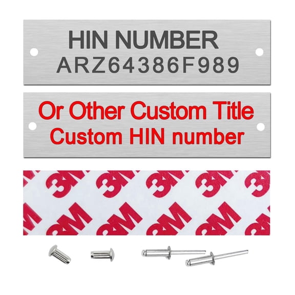 Custom Hin Plate Replacement, Engraved Trailer Vin Plates Boat Hull Plate 304 Stainless Steel Vin Plate for Trailers, Vin Number Plate Replacement Outdoor Vin Tag