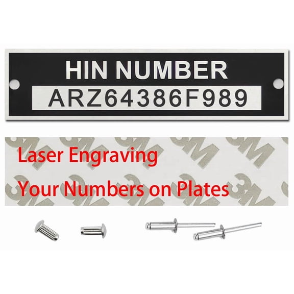 Custom Hin Plate Replacement, Engraved Trailer Vin Plates Boat Hull Plate Aluminum Vin Plate for Trailers, Vin Number Plate Replacement Outdoor Vin Tag