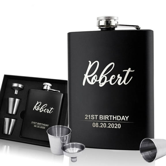 Custom Hip Flask for Liquor Stainless Steel Whisky Flask Personalized 6oz Pocket Flask Birthday Wedding Father's Day Gift