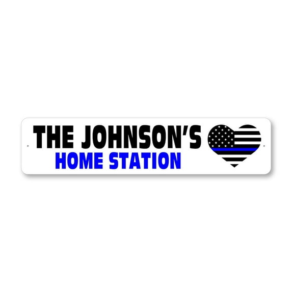 Custom Home Station Police Department Aluminum Metal Decor Sign - 4x18 inches