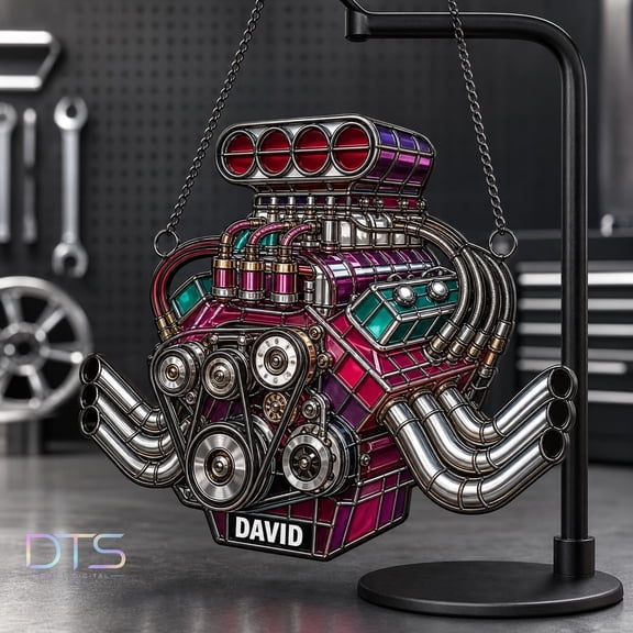 Custom Hot Rod Engine Suncatcher Ornament for Car Lovers Gift