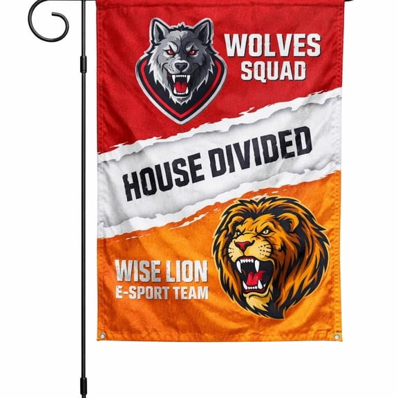 Custom House Divided Garden Flag / House Divided Baseball / Football Team Flag / American Football Flag / Personalized Gifts for Him, USA 250th Anniversary, 1776-2026, July 4th