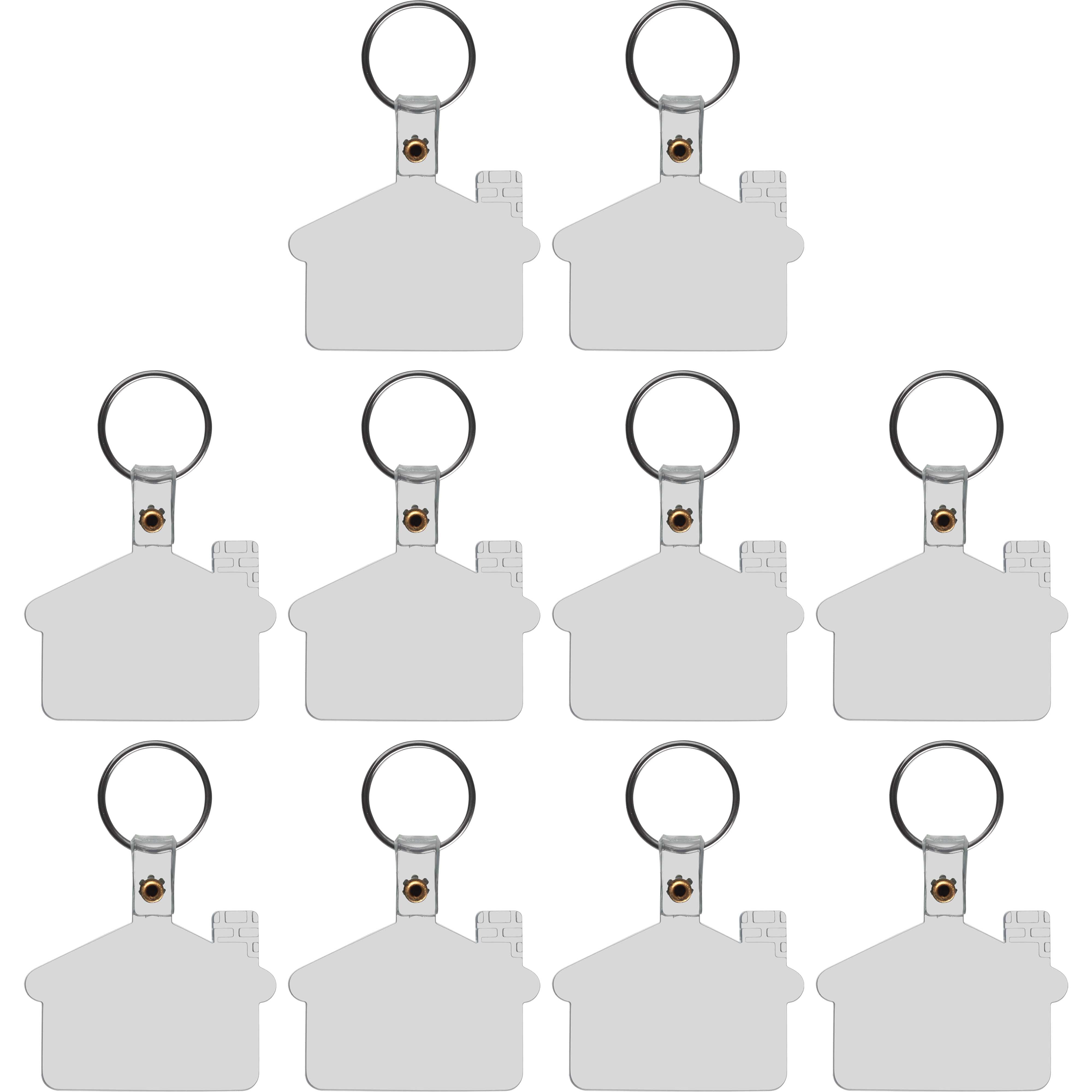 Custom House Shaped Soft Key Tags Set of 100, Personalized Bulk Pack - Perfect for Tradeshows, Party Favors, Events - Black