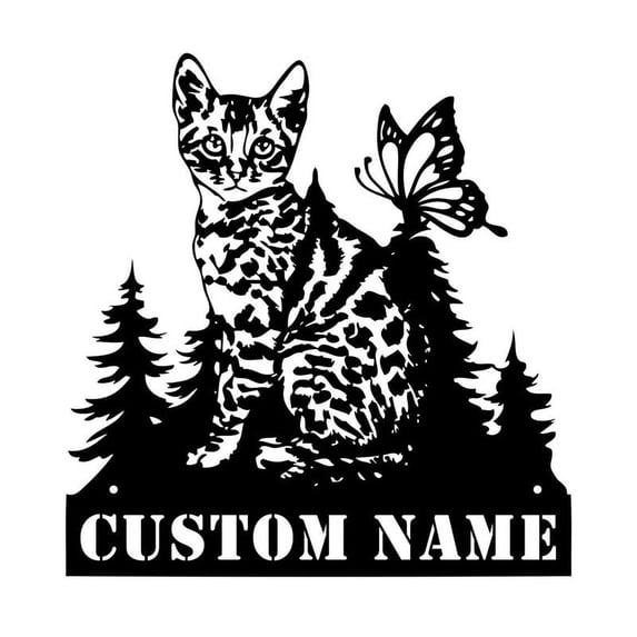 Custom House Sign Door Plaque Cat Animal Name Plate Customizable Address Sign Wall Decor