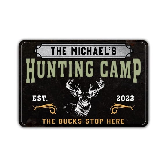 Custom Hunting Camp Metal Sign The Buck Stops Here Personalized Gift Home Cabin Deer Blind
