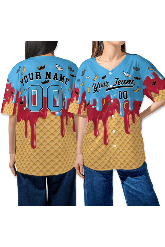 Custom Ice Cream Baseball Jersey – Personalized Name & Team Number Shirt – Unisex Summer Streetwear Jersey, Custom Team Shirt