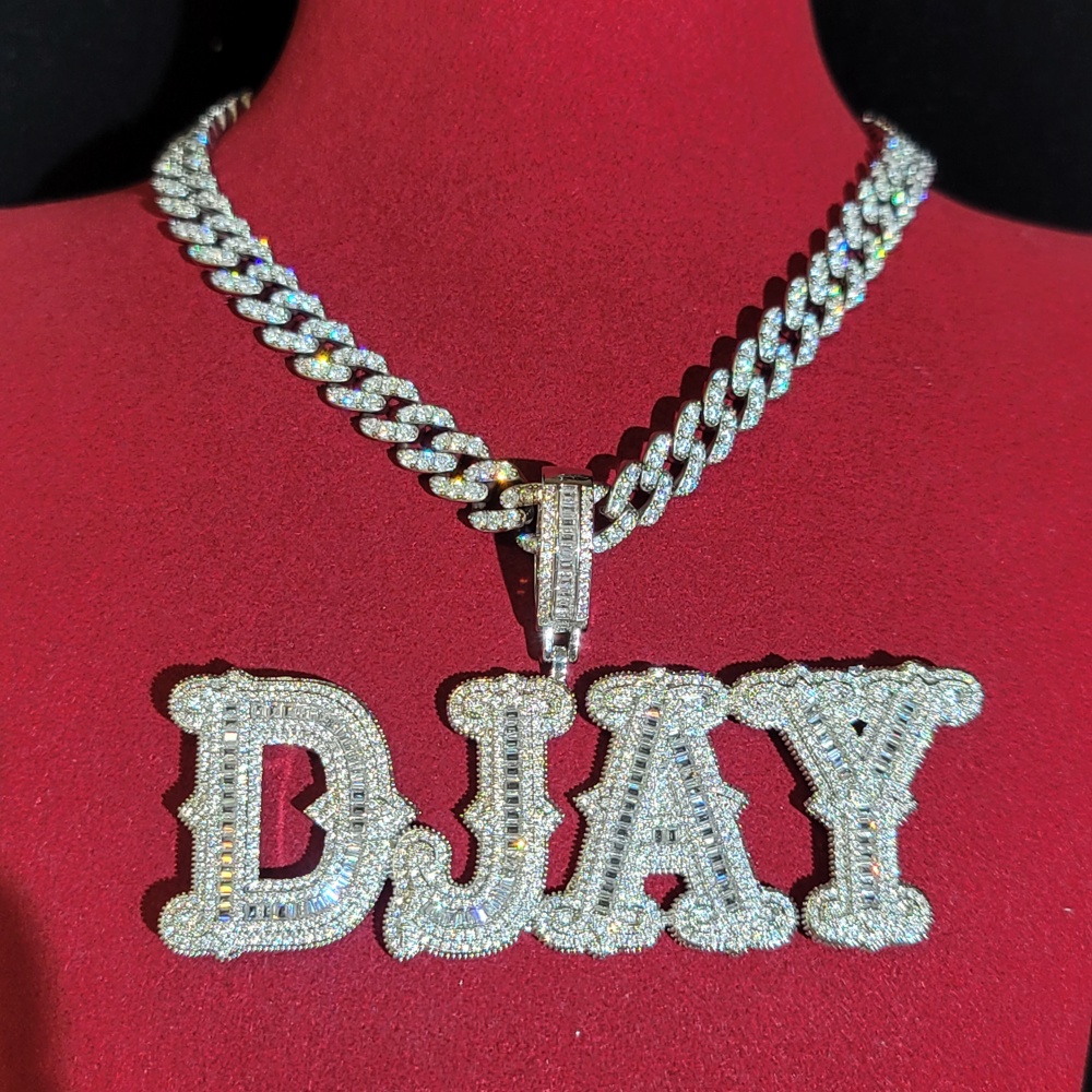 Rapper Pendant Numbers Custom Icy Name Necklace Personalized Letter&Numbers Pendant With Cuban ...
