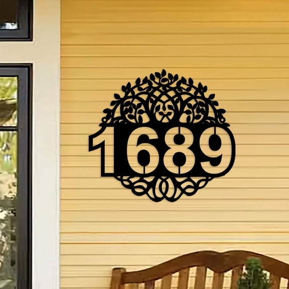 Custom Indoor Outdoor Name Number House Sign Wall Art Personalized Address Sign Laser Cut Plaque Street Name Door(12inch)