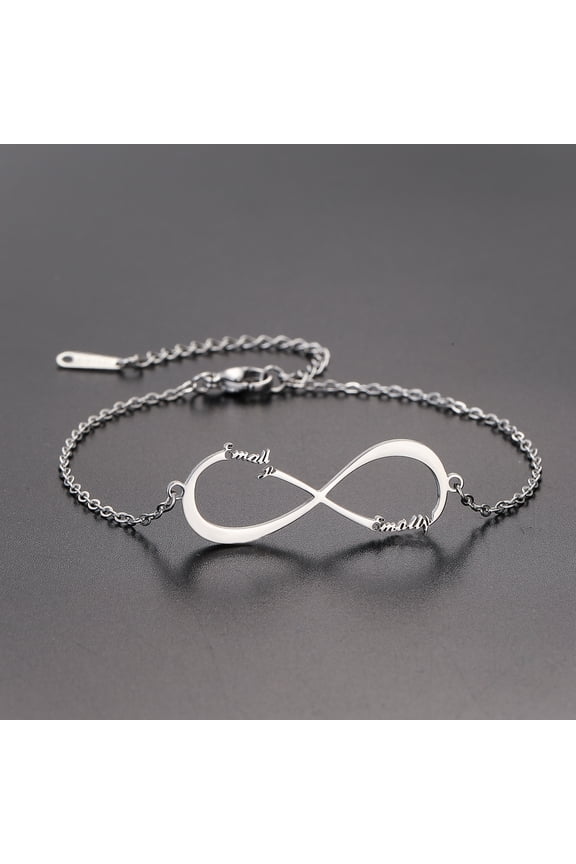Custom Infinity Symbol Bracelet Personalized Customized Double Name Bangle for Women Men Stainless Steel Jewelry Gift