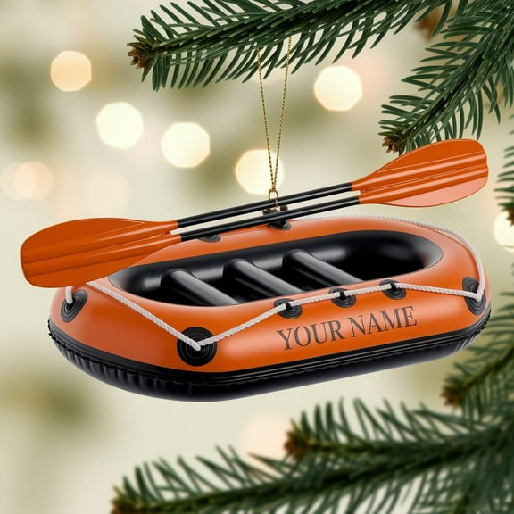 Custom Inflatable Raft Ornament with Name, Personalized Christmas Tree Decor for Kayak, Rafting, Outdoor Lovers, Camping Gift