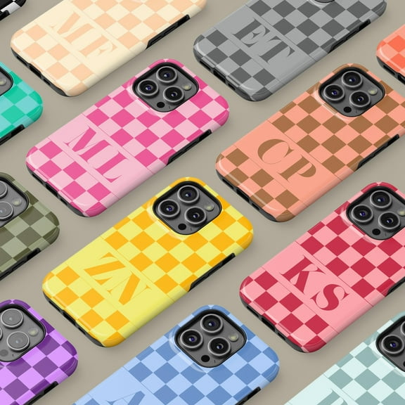 Custom Initial Checkerboard Color Case for iPhone Samsung