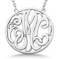 thumbnail image 1 of Custom Initial Circle Monogram Pendant Necklace in Sterling Silver, 1 of 2